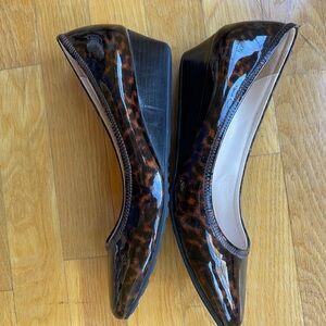 Cole Haan Grand Brown Black Leopard Patent Wedge Heels - Size 8